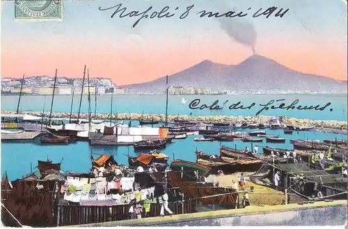 Napoli - Panorama da Mergellina  v. 1911 Teil-Stadt-Ansicht (AK063)