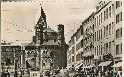Köln v. 1959 Kirche mit Neumarkt mit Hotel`s (AK220)