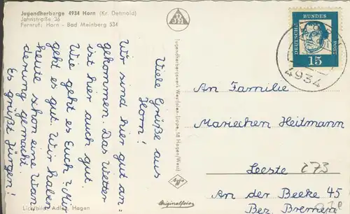 Horn, Krs. Detmold v. 1965 Judendherberge , Jahnstr. 36 (AK273)
