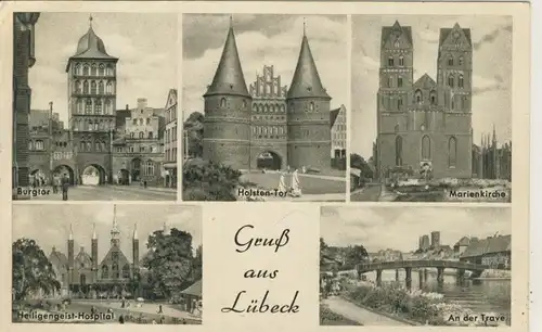 Gruß aus Lübeck v. 1955 5 Stadtansichten (AK310)