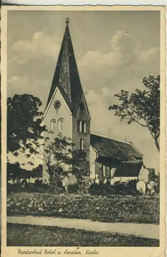 Nordseebad Nebel a. Amrum v. 1950 Die Kirche (AK338-1) 