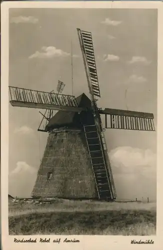 Nordseebad Nebel a. Amrum v. 1954 Windmühle (AK343)