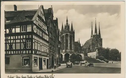 Erfurt v. 1937 Gasthaus Hohe Lilie,Apotheke,Kirche (AK346)