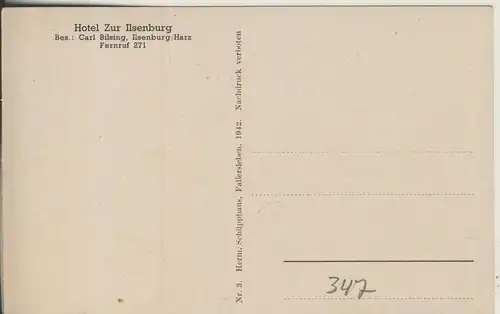 Ilsenburg v. 1938 Hotel \\\"Zur Ilsenburg\\\",Bes. Carl Bilsing (AK347)