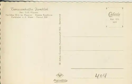 Karlshafen v. 1954 Terrassenkaffee Fernblick,Bes. Erich Küppers (AK404) 