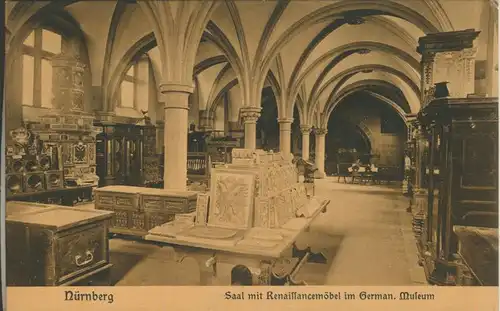 Nürnberg v. 1907 Saal mit Renaissancemöbel (AK548)