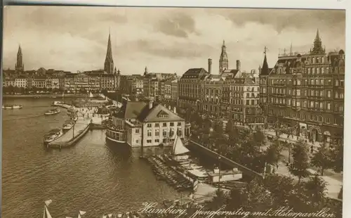 Hamburg v. 1928 Jungfernstieg mit Hotel`s (AK577) 