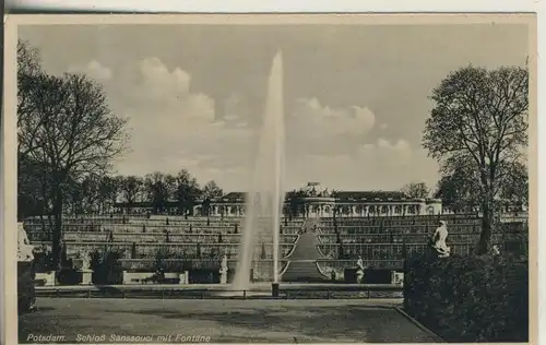 Potsdam v. 1934 Schloß Sanssouci mit Fontäne (AK588) 