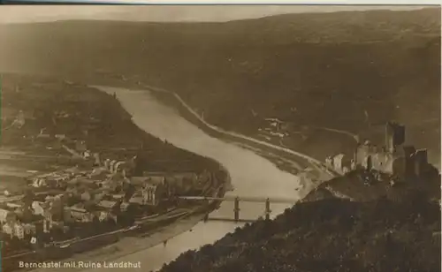 Bernkastel v. 1927 Teil-Stadt-Ansicht mit Ruine (AK614)