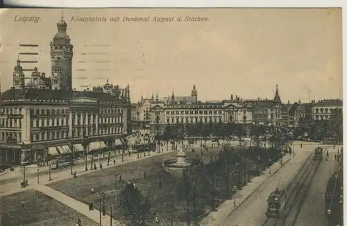 Leipzig v. 1915 Königsplatz mit Denkmal (AK663) 