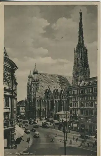 Wien v. 1934 Strasse mit Stephansdom (AK699)