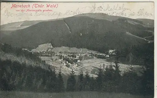 Manebach v. 1916 Dorfansicht von der Marienquelle aus (AK731)