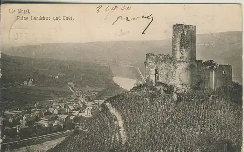 Bernkastel-Kues v. 1910 Ruine Landshut mit Dorfansicht (AK754)