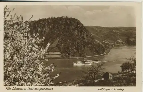 St. Goarshausen v. 1929 Loreley-Köln Düsseldorf Rheindampfschiffahrt (AK776)