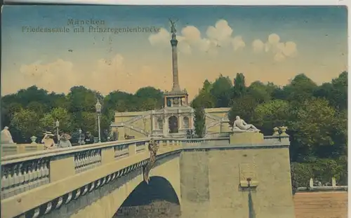 München v. 1914 Friedenssäule mit Prinzregentenbrücke (AK881) 