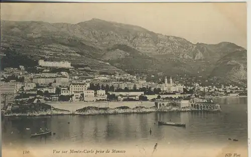 Monte Carlo v. 1910 Stadtansicht vom Meer (AK989)