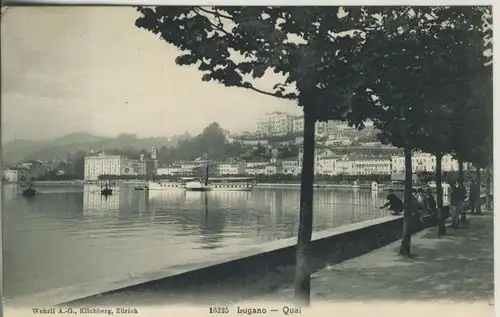 Lugano v. 1914 Teil-Stadt-Ansicht mit Quai (AK1037) 