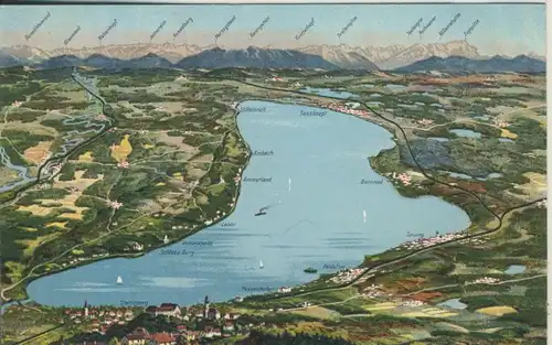 Starnbergersee v. 1930 Vogelschau (AK1080) 