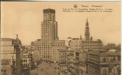 Anvers v. 1916 Teil-Stadt-Ansicht mit einem Hochhaus (AK1164)