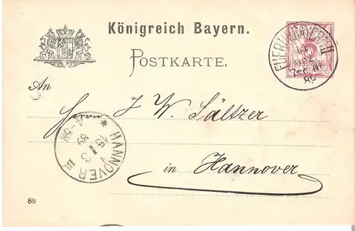 Postkarte aus Fürth v. 1889 (AK-B1)