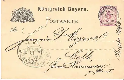 Postkarte aus Bamberg v. 1883 (AK-B2)