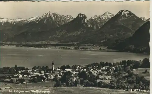 St. Gilgen v. 1959 Dorfansicht mit den Wolfgangsee (AK1228)