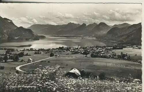 St. Gilgen v. 1965 Dorfansicht mit den Wolfgangsee (AK1230) 