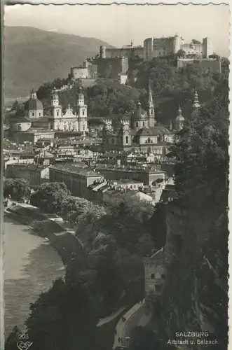 Salzburg v. 1963 Altstadt und der Fluß Salzach (AK1236)