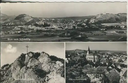Nikolsburg v. 1972 Stadtansicht mit der Burg,Südmähren Kreuz,Kleinschwelnbarth (AK1275)