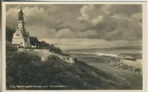 Rüdesheim v. 1960 Das Nationaldenkmal mit Stadtsicht (AK1302)