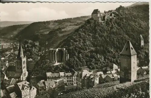 Bacharach v. 1965 Teil-Stadt-Ansicht mit der Jugendburg Stahleck (AK1305)