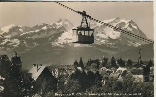 Bregenz v. 1959 Teil- Dorfansicht mit Pfänderbahn (AK1361) 