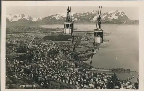 Bregenz v. 1958 Pfänderbahn mit Total-Stadt-Ansicht (AK1368)