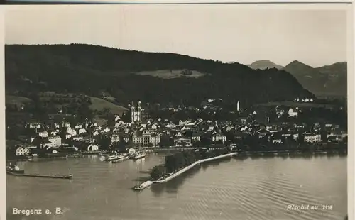 Bregenz v. 1938 Teil-Stadt-Ansicht mit den Hafen (AK1369)