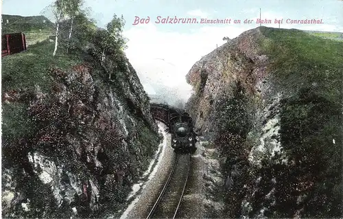 Bad Salzbrunn - Einschnitt an der Bahn bei Conratsthal ca. von 1920 (005AK)