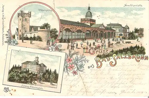 Bad Salzbrunn - 3 Ansichten von 1899 (015AK)