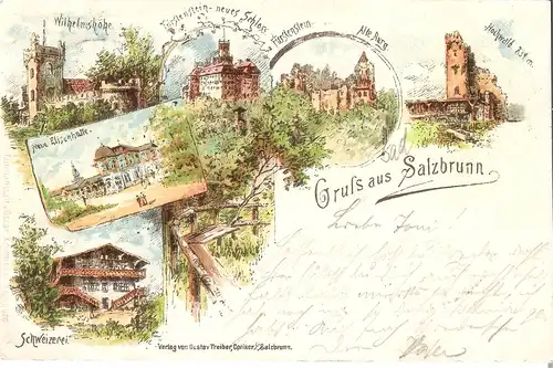 Gruss aus Salzbrunn - 6 Ansichten von 1898 (016AK)