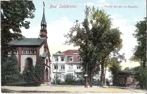 Bad Salzbrunn - Partie bei der ev. Kapelle von 1916 (027AK)