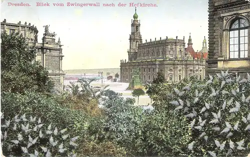 Dresden - Blick vom Zwingerwall nach der Hofkirche v. 1915 (053AK)