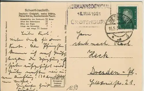 Detmold v. 1921 Das Hermannsdenkmal (AK1399)