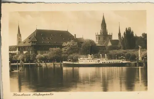 Konstanz v. 1955 Hafenpartie mir den Dampfer Nonnenberg (AK1467)