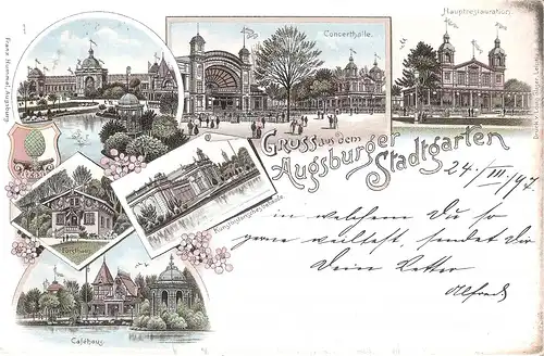 Gruss aus dem Augsburger Stadtgarten - 6 Ansichten von 1897 (L004AK)