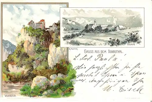 Gruss aus den Donauthal - 2Ansichten von 1898 (L006AK)