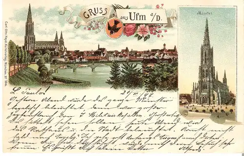 Gruss aus ulm a/D - 2 Ansichten von 1897 (L008AK) 