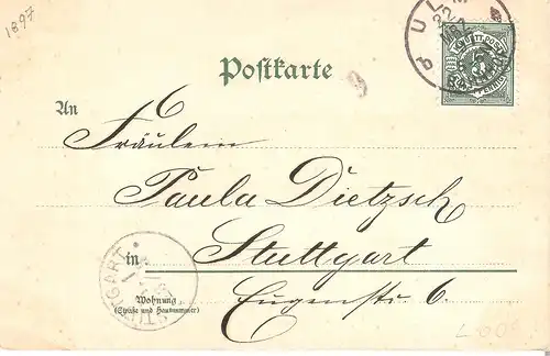 Gruss aus ulm a/D - 2 Ansichten von 1897 (L008AK) 