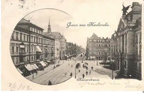 Gruss aus Karlsruhe - Kaiserstrasse von 1902 (L012AK)