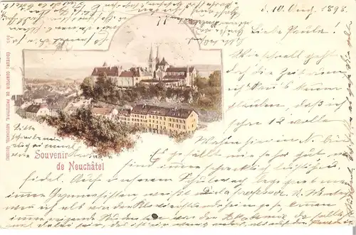 Souvenir de Neuchatel - Teil Stadtansicht von 1898 (L018AK)