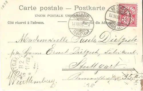 Souvenir de Neuchatel - Teil Stadtansicht von 1898 (L018AK)