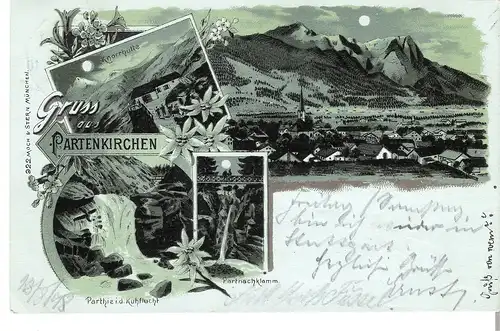 Gruss aus Partenkirchen - 4 Ansichten von 1898 (L025AK)