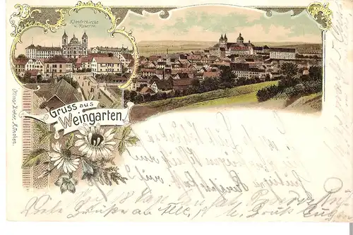 Gruss aus Weingarten - 3 Ansichten von 1898 (L026AK)